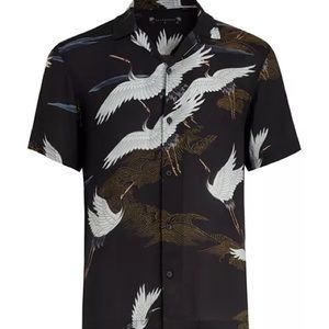 ALLSAINTS Men’s Viscose Yonder Printed Stork Shirt XS Extra Small